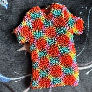 Y2K Vintage Multicolored short sleeve Waffle Texture top sz Small